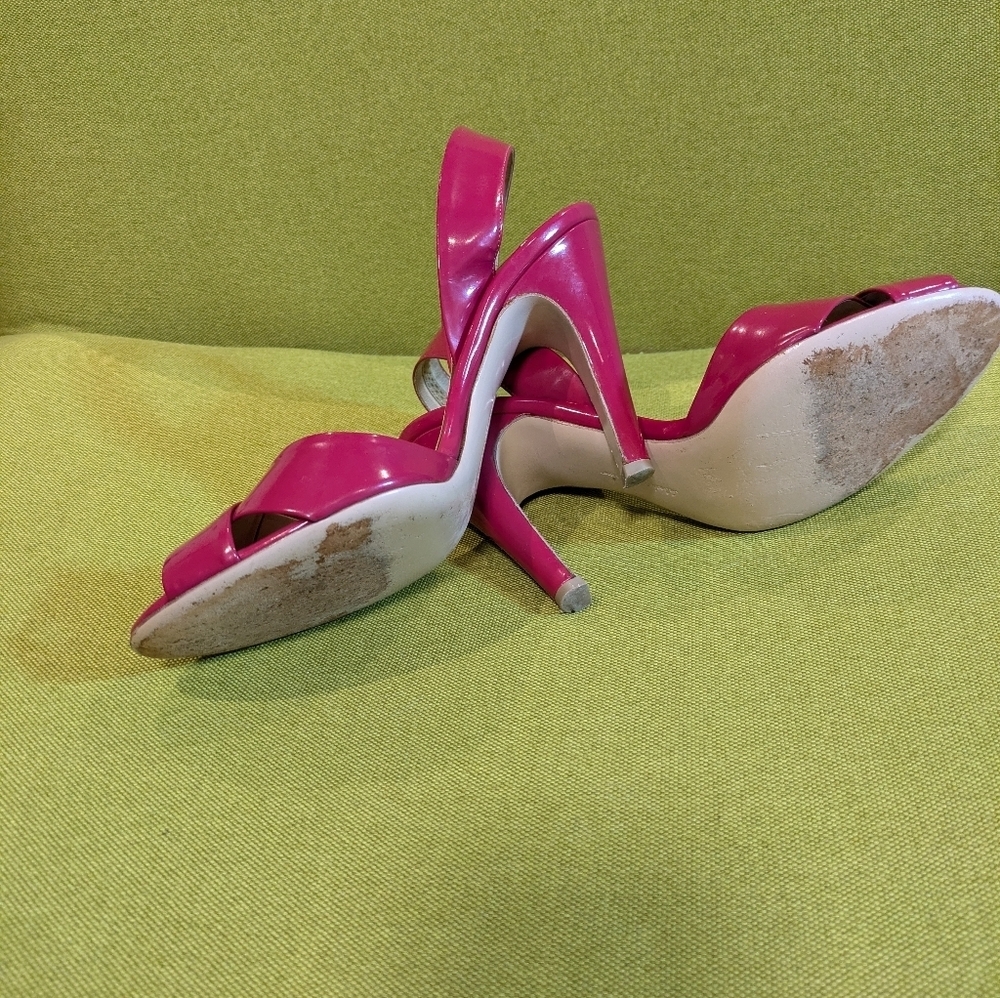 Salvatore Ferragamo Fuchsia Pink Patent Leather Slingback Heels – Size 9B - Picture 8 of 9